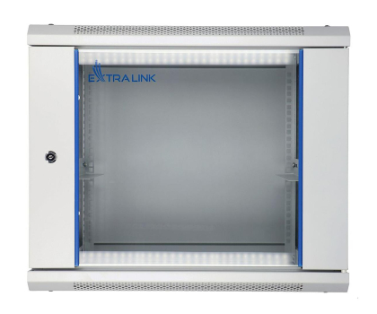 Szafa RACK Extralink Szafka wisząca rack 9U 600x600 szara szklane drzwi EX.8581